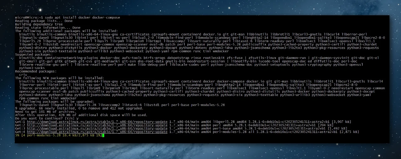 Starting the installation on the Debian distribution