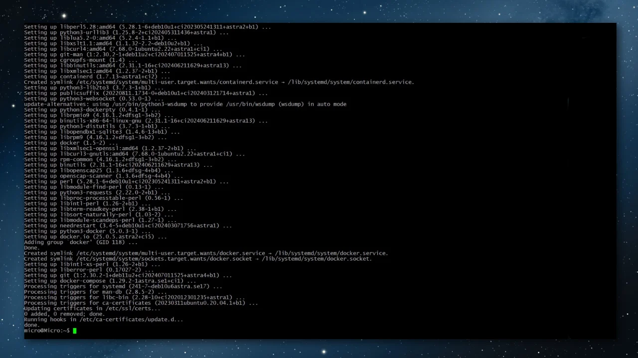 Completing the installation on the Debian distribution