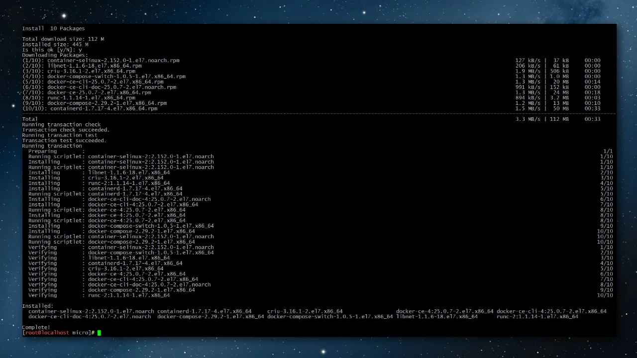 Completing the installation on the CentOS distribution