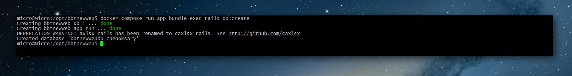Creating database