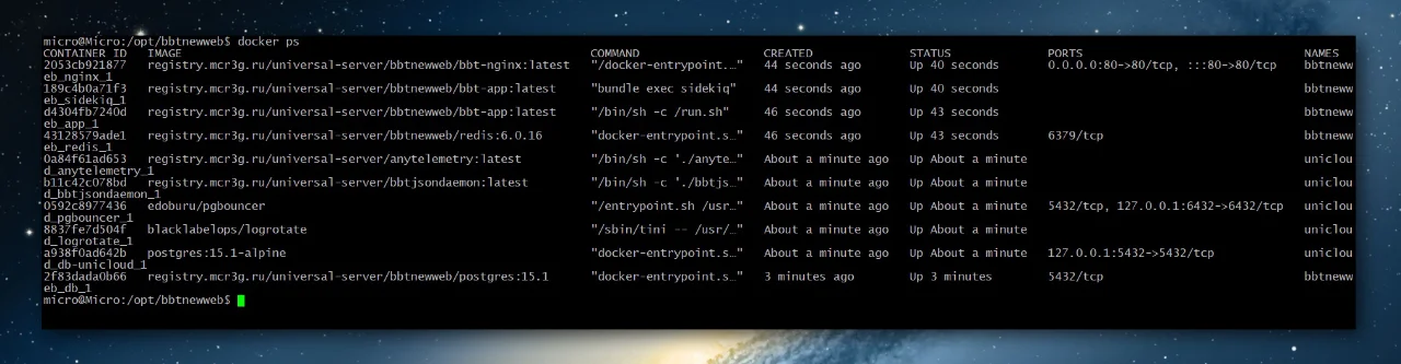 Checking running containers