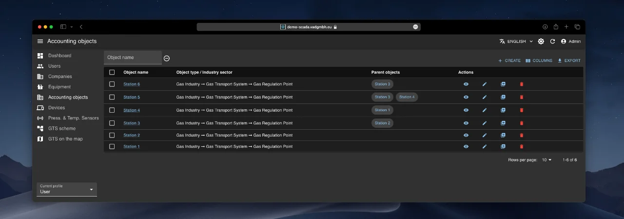 Web interface layout: top panel, left navigation, central workspace.