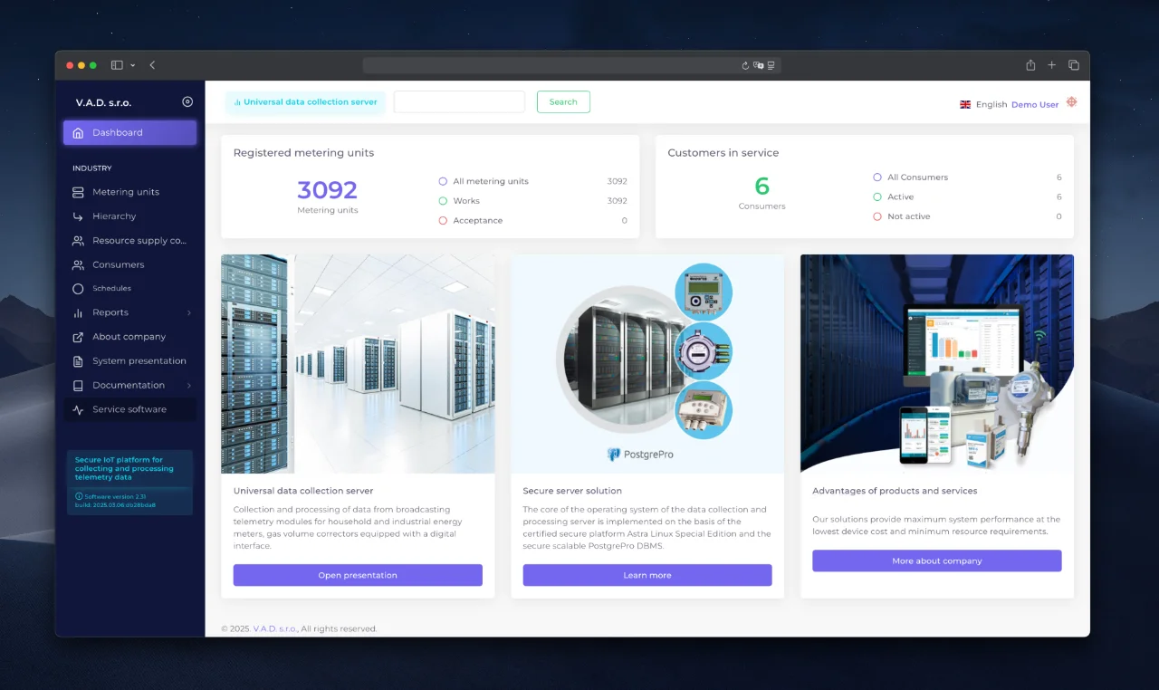 User's dashboard