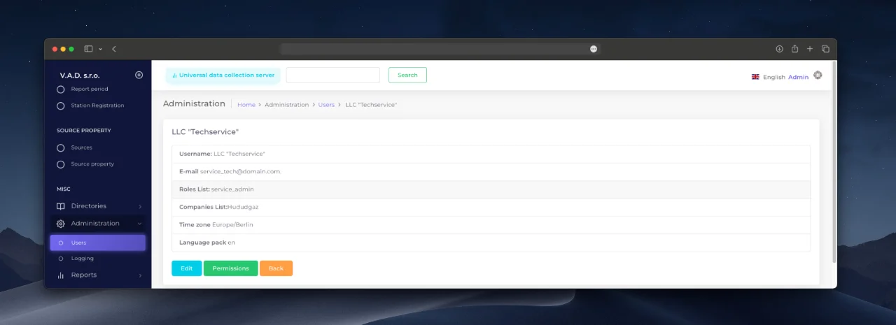 Example of a customized account.