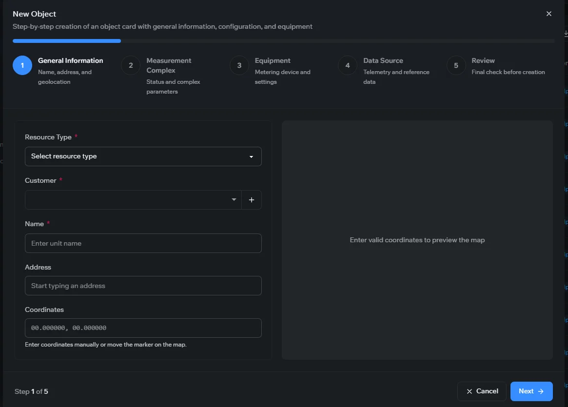The New Object wizard in the IIoT Platform, on the General Information step