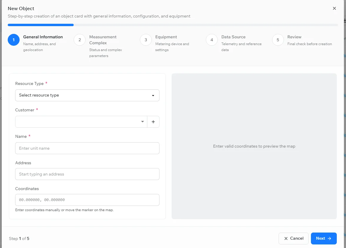 The New Object wizard in the IIoT Platform, on the General Information step